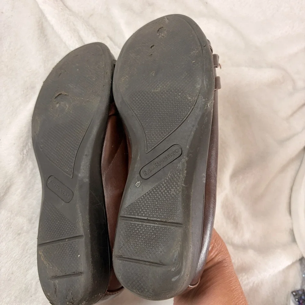 Kim Rogers Gamlin Comfort Ballet Flats Brown Crossover Strap Office Casual 6 1/2